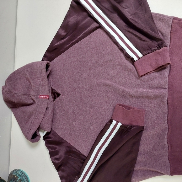 Hard Tail Hoodie Pullover Sweater Maroon  White Striped Size Small‎ - Picture 9 of 10